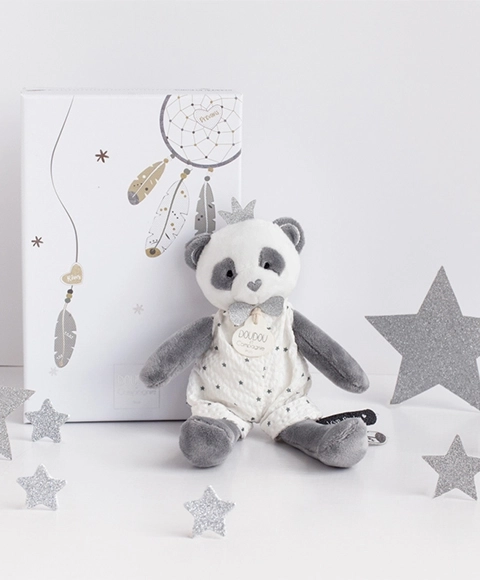 Doudou Dárková sada - plyšová hračka panda s dečkou 20 cm