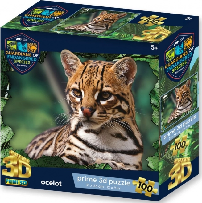 PRIME 3D Puzzle Animal planet: Ohrožené druhy - Ocelot 3D 100 dílků