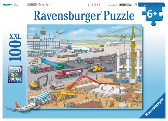 RAVENSBURGER Puzzle Staveniště na letišti XXL 100 dílků