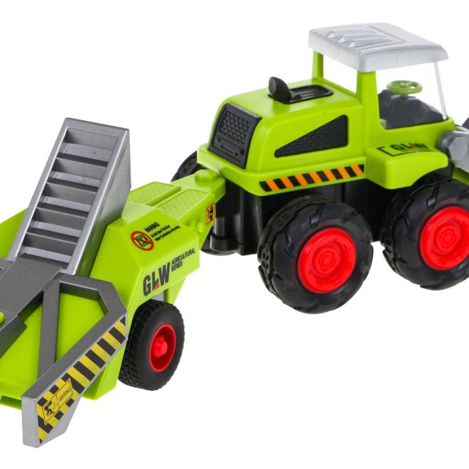 Dětský zemědělský válec 1:55 Traktor s kypřicím válcem + přívěs na sadu