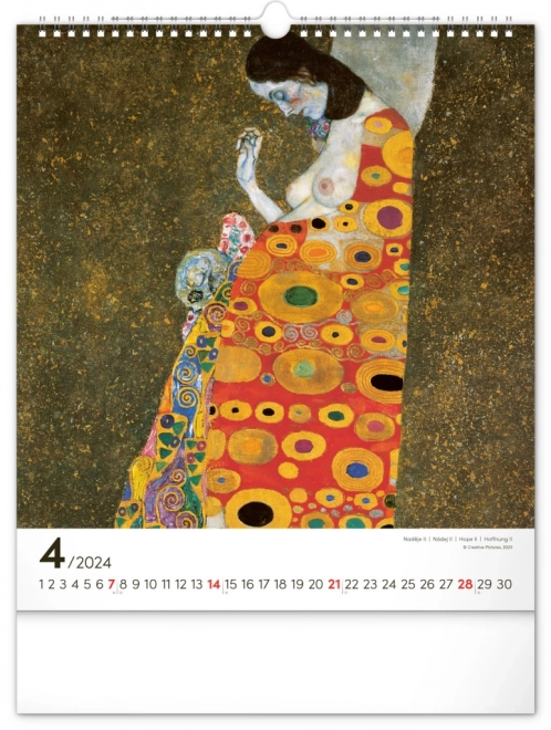 Nástěnný kalendář Gustav Klimt 2024, 30 × 34 cm