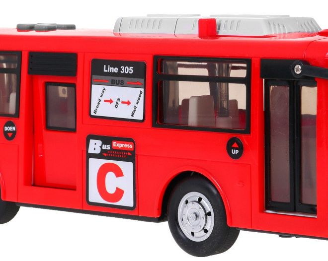 Interaktivní školní autobus pro děti 3+ červený + otevírací dveře + zvuky Světla