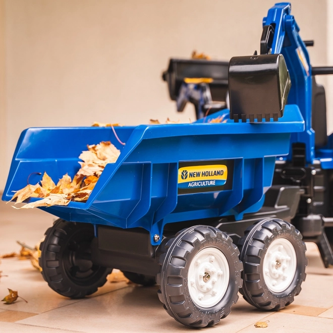Traktor New Holland s přívěsem modrý pro děti od 3 let