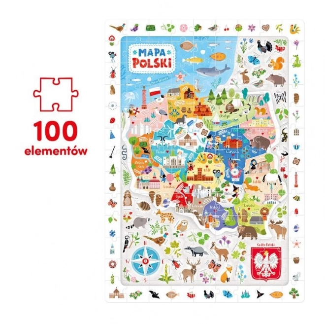 Pozorovací puzzle - Mapa Polska 100 prvků