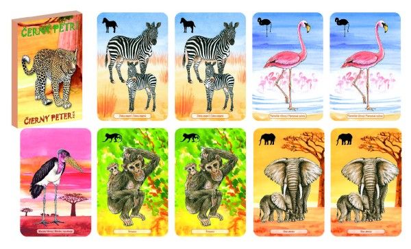Černý Petr Safari společenská hra - karty v papírové krabičce 6x9cm