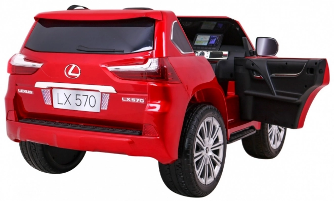 Lexus LX570 Lakované auto pro 2 děti Červená + dálkové ovládání + EVA kola + rádio MP3 LED