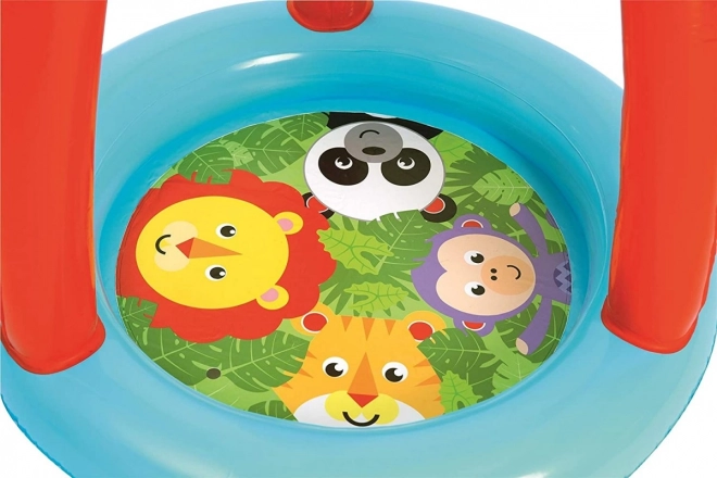 Fisher Price kolébka se stříškou a míčky Animal Friends 89 x 89 x 84 cm