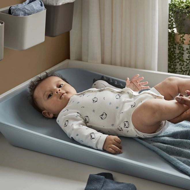 LEANDER - Přebalovací podložka MATTY™, perleťově šedá – Modrá