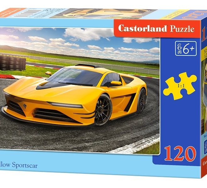 CASTORLAND Puzzle Žlutý sporťák 120 dílků