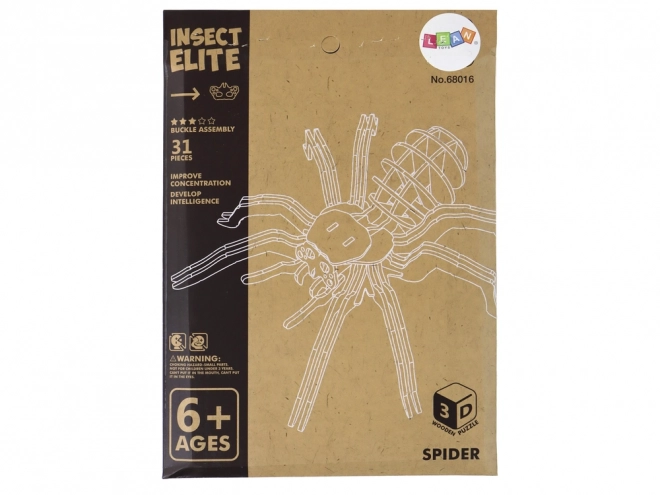 3D prostorové dřevěné puzzle Spider Educational Folding 31 dílků