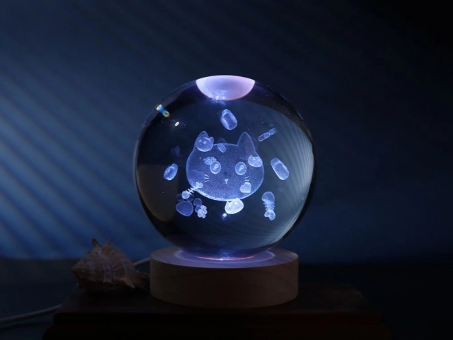 Křišťálová lampa kulatý kočka 10 cm