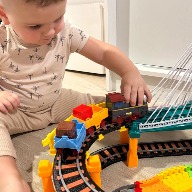Kolejka elektrická 2v1 Závodní dráha Viadukt Auto XXL