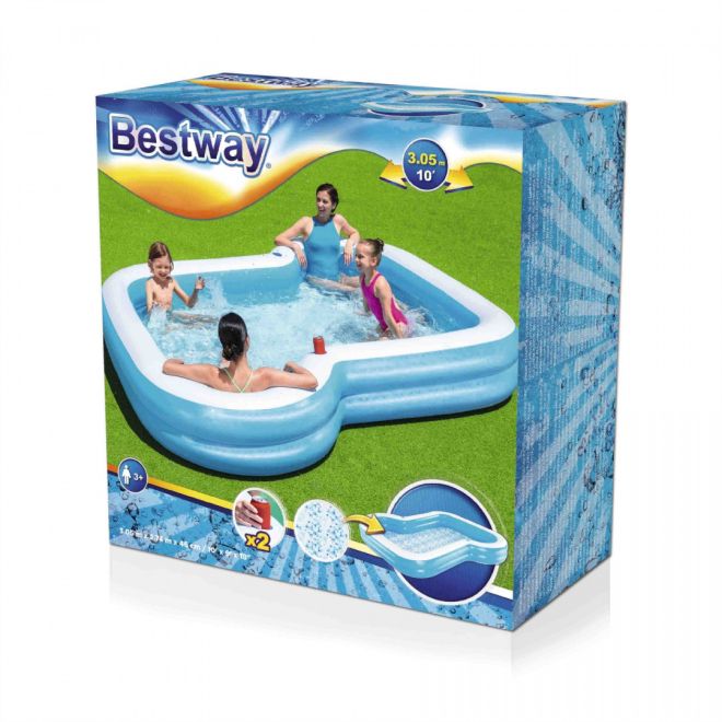 Sluneční nafukovací bazén pro rodinu 305x274x46cm BESTWAY + 2 prostory pro občerstvení