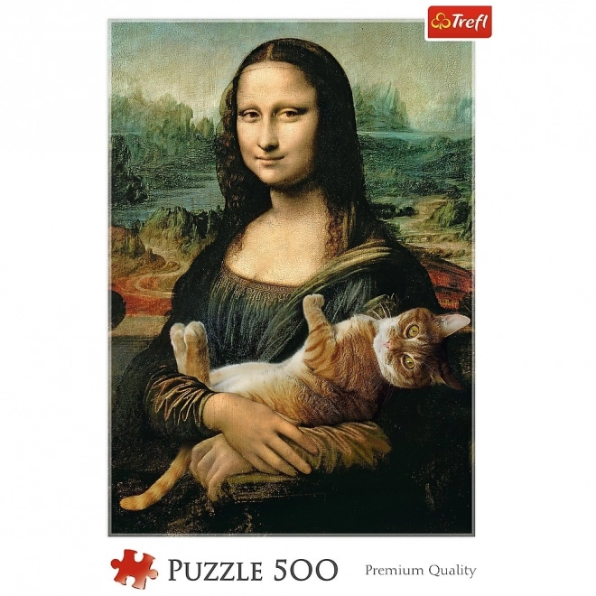 Puzzle Mona Lisa s kočkou Mruček, 500 dílků