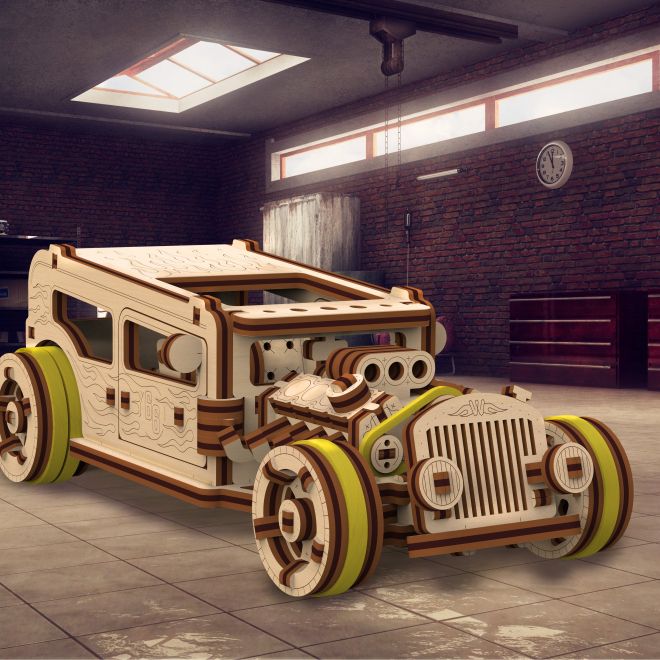 WOODEN CITY 3D puzzle Automobil Hot Rod 141 dílů