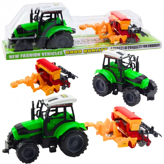 Dětský zemědělský traktor se secím strojem