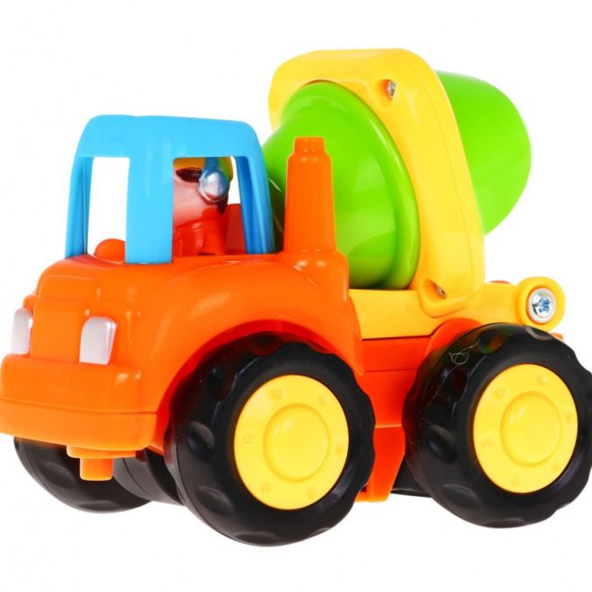 Sada 4 vozidel pro děti 18m+ Traktor Betonová míchačka Bagr Sklápěč + Pohyblivé části + Ruční pohon