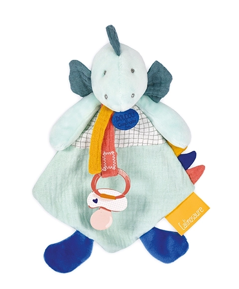 Doudou Hračka s úchytem na dudlík dinosaurus zelený 23 cm