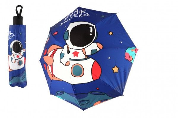 Deštník Vesmír skládací látka/kov 25cm modrý v sáčku