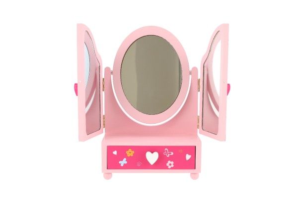 Zrcadlo šperkovnice Princess 3-dílné zásuvka dřevo 16x25x8cm v krabici