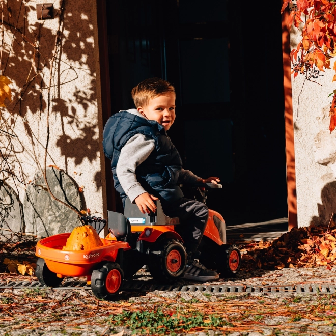 FALK 260C Baby Kubota ride-on traktor s přívěsem, hrable a lopata