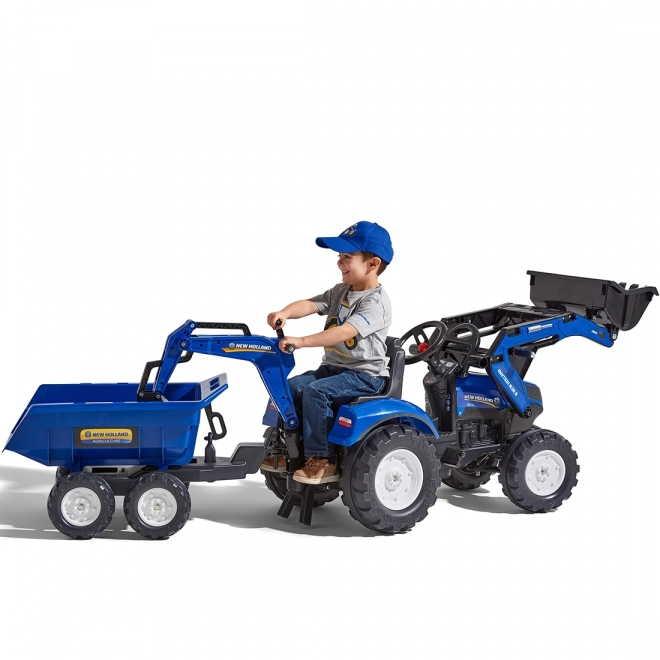 Traktor New Holland s přívěsem modrý pro děti od 3 let