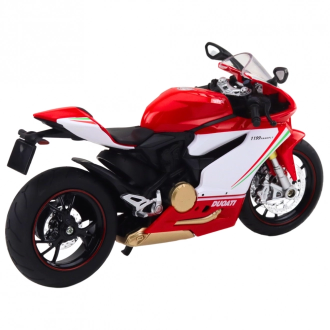 Kovový sportovní motocykl červeno-bílý s efekty 1:12