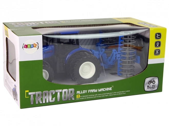 Dálkově ovládaný traktor 1:24 Blue Disc Aggregate Metal