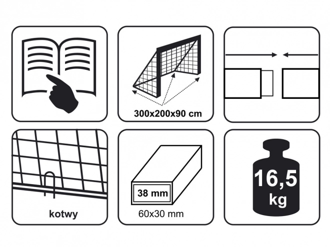 Fotbalová branka 300 x 200 x 90 cm Stadion