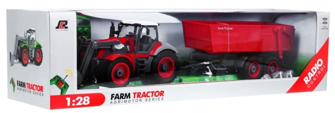 Traktor s bagrem a přívěsem pro děti 3+ Dálkově ovládaný + pohyblivé části Červený