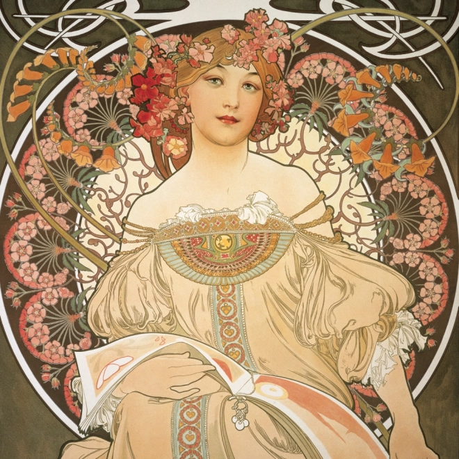 Poznámkový kalendář Alfons Mucha 2025, 30 × 30 cm