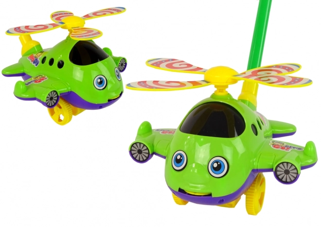 Jolly Plane Pusher Stick Bell Green