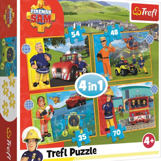 TREFL Puzzle Statečný požárník Sam 4v1 (35,48,54,70 dílků)