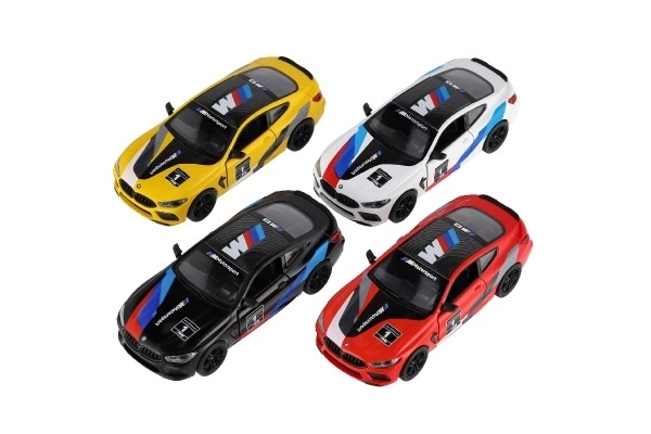 Auto Kinsmart BMW M8 Competition Coupé 1:38 kov/plast 12,5cm 4 barvy na zpětné natažení 12ks v boxu