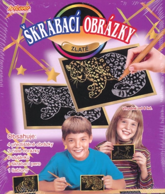 ARTLOVER Škrabací obrázky zlaté - sada 6ks