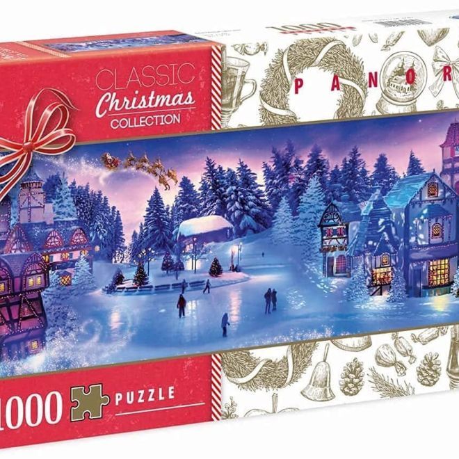 CLEMENTONI Panoramatické puzzle Vánoční kolekce: Santův sen 1000 dílků