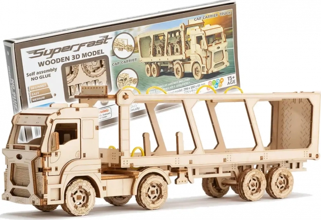 WOODEN CITY 3D puzzle Superfast Car Carrier Truck