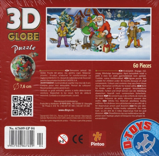 D-TOYS 3D Globe puzzle Máme rádi Santu 60 dílků