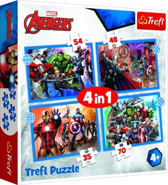 Puzzle 4v1 Stateční Avengers 28,5x20,5cm v krabici 28x28x6cm