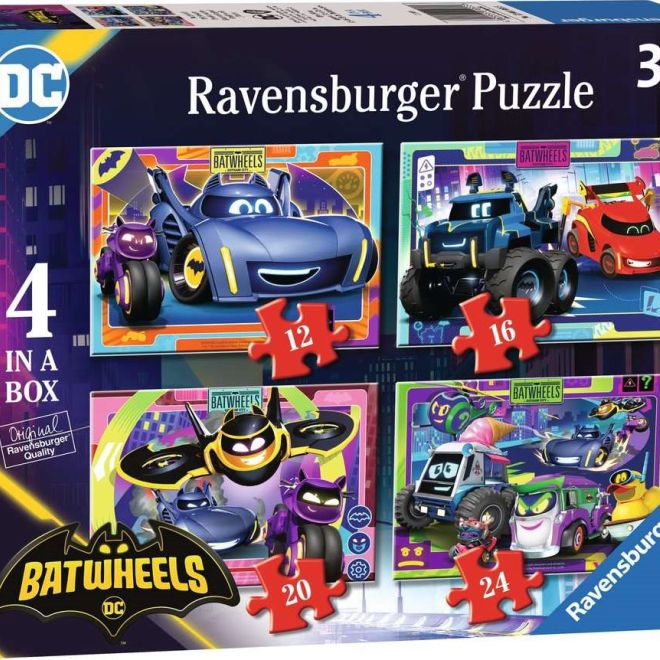 RAVENSBURGER Puzzle Batwheels, 4v1 (12, 16, 20, 24 dílků)