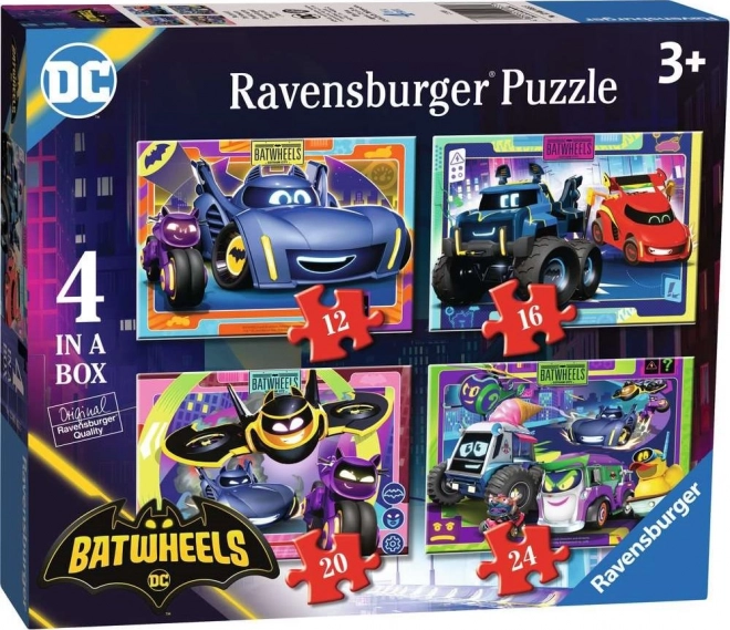 RAVENSBURGER Puzzle Batwheels, 4v1 (12, 16, 20, 24 dílků)