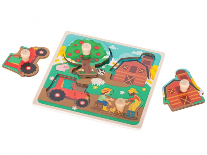Dřevěné puzzle farma pro nejmenší děti