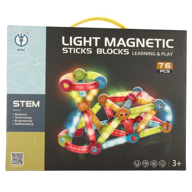 Svítící magnetické kostky pro malé děti 76 prvků