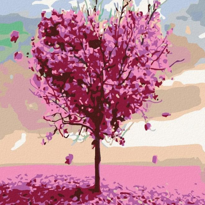 Sada na diamantové malování - růžový srdcový strom