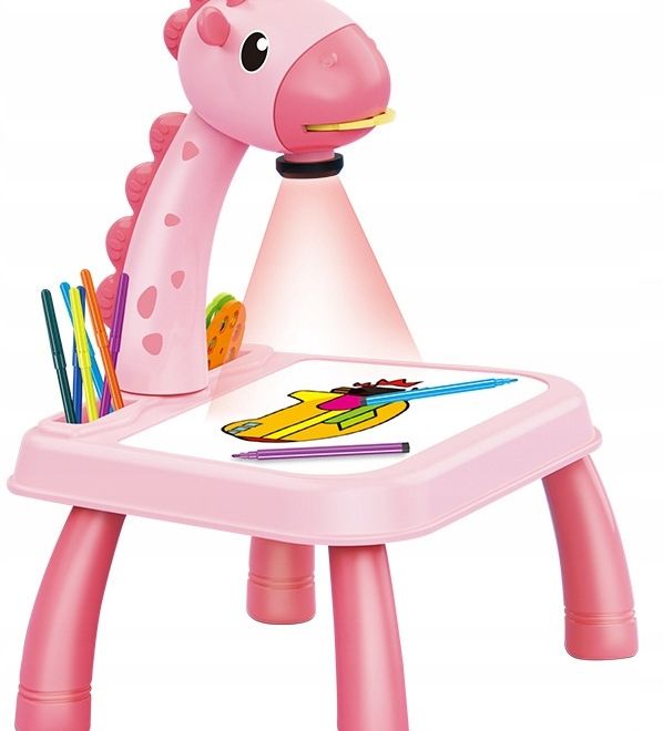 Žirafa - Kreslící projektor s hudbou 40 x 31 x 26 cm – Růžový