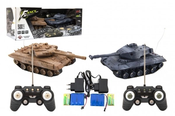 RC tank na dálkové ovládání se zvukem a světlem - 2 kusy