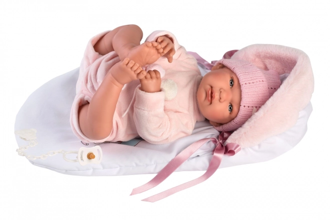 Llorens 84452 NEW BORN - realistická panenka miminko se zvuky a měkkým látkovým tělem - 44 cm