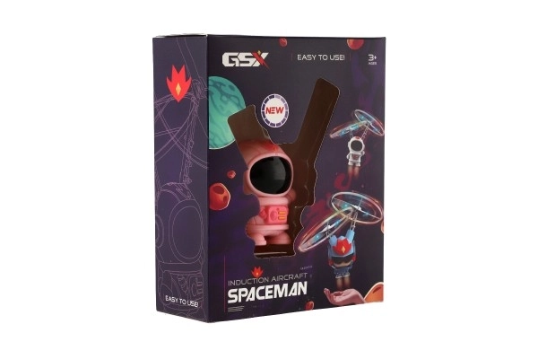 Kosmonaut plast 10cm reagující na pohyb ruky s USB kabelem se světlem 3 barvy v krab.13x16cm