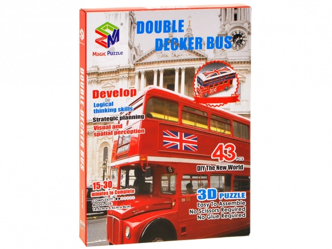 Průhledné 3D puzzle Dvoupatrový autobus