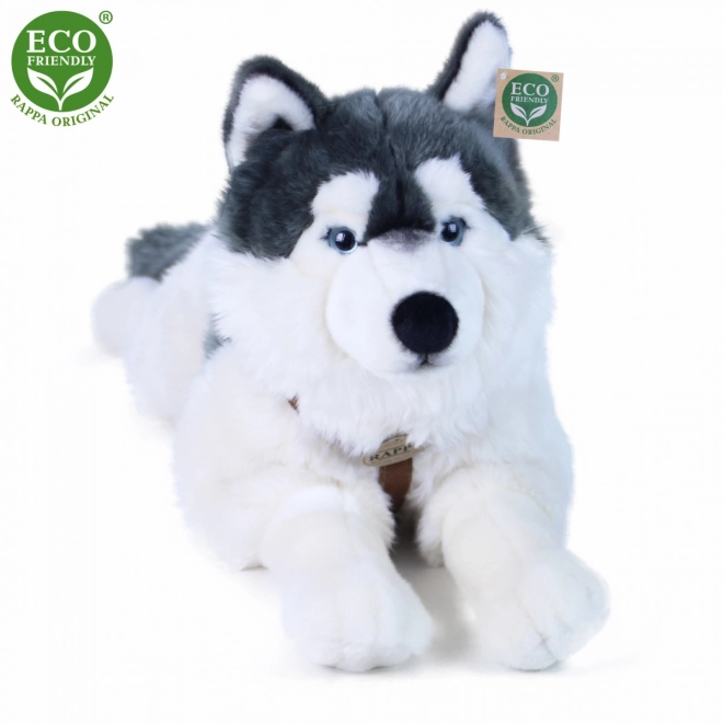 Rappa Plyšový pes husky s obojkem ležící 60 cm ECO-FRIENDLY